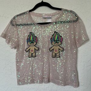 Trolls Pink Sequin Top